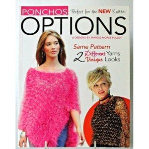 Leisure Arts Option Knitting Book - Ponchos Same Pattern 2 Different Yarns